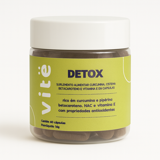 Complexo Detox da Vitê com Curcumina, NAC, Betacaroteno, Pimenta Preta e Vitamina E