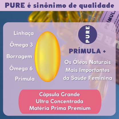 PURE Prímula+ Borragem e Linhaça - 60 cápsulas