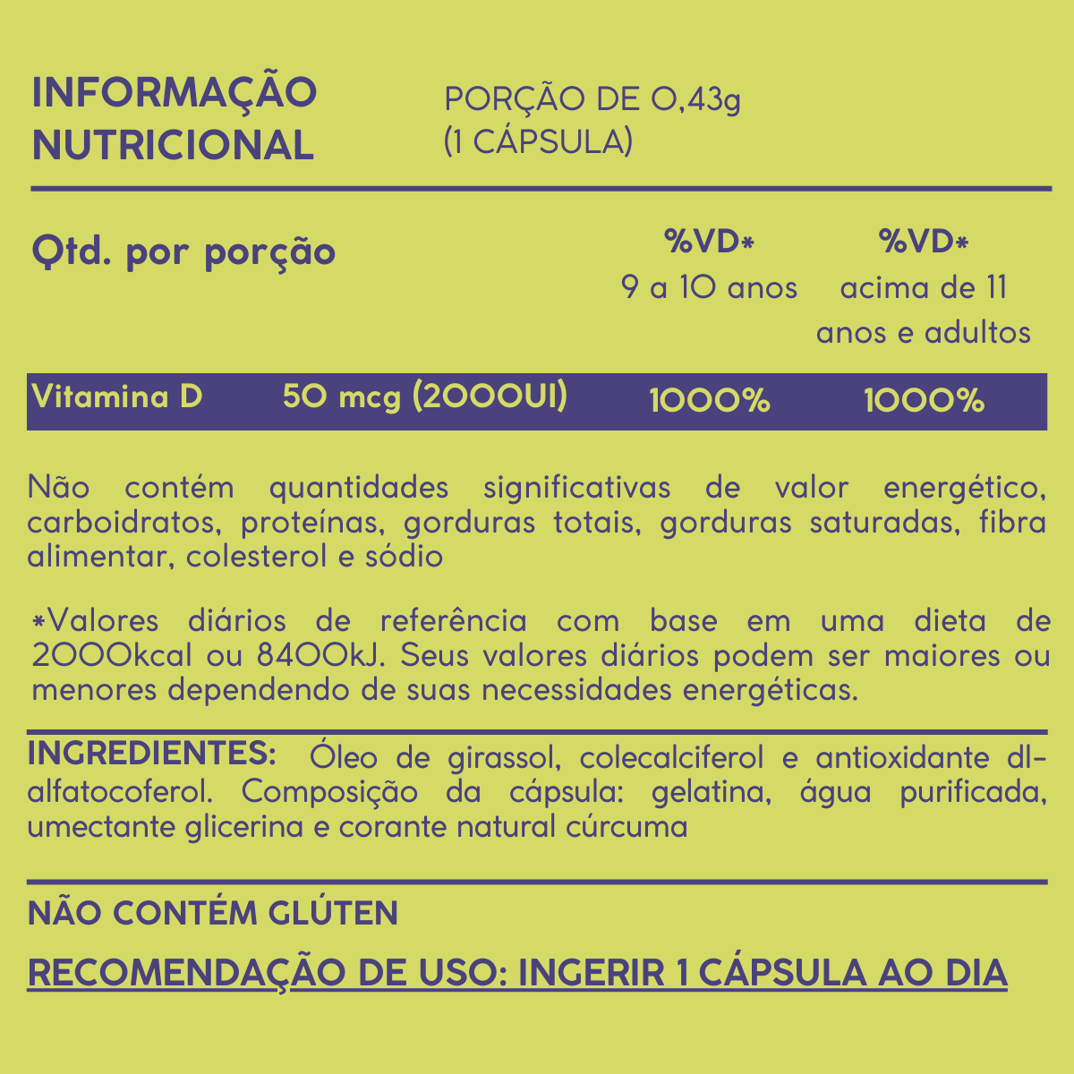 Vitamina D3 2000UI - 60 cápsulas