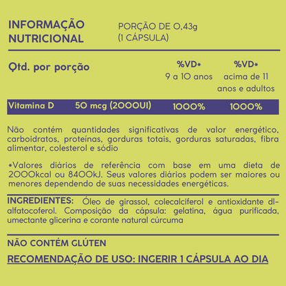 Vitamina D3 2000UI - 60 cápsulas