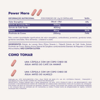 Power Moro com Laranja Moro, Café Verde e Cromo - 6O cápsulas